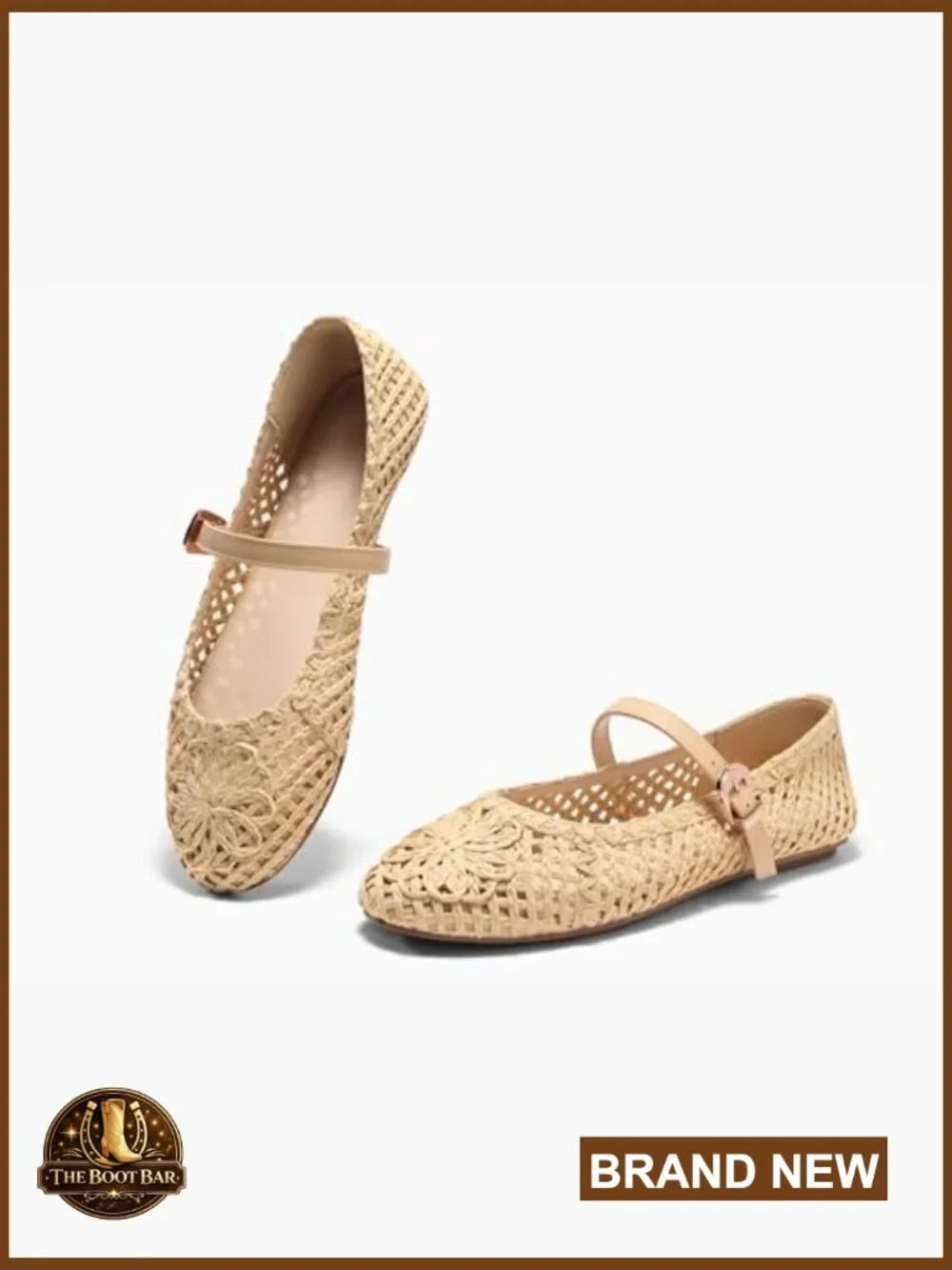 Woven Mary Jane Ballet Flats with Memory Foam Insole, Adjustable Strap - Picture 5 of 7